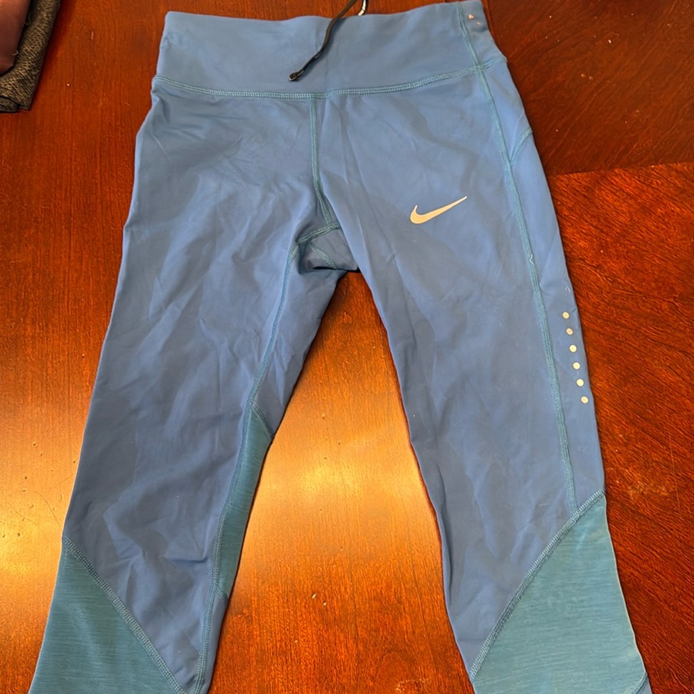 Blue Nike Dri-Fit Mesh Cut-Out Crop Leggings